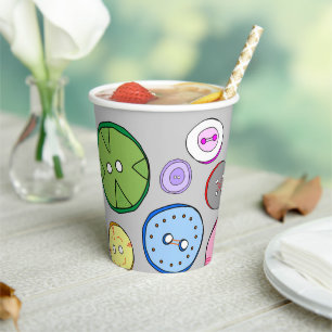 Cute as a Button Colorful Digital Illustration Papieren Bekers