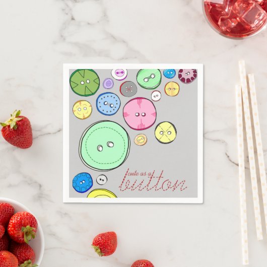 Cute as a Button Colorful Digital Illustration Servet (Insitu)