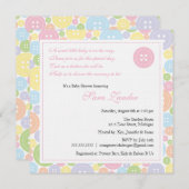 Cute as a Button Girl Baby shower Invitation Kaart (Voorkant / Achterkant)