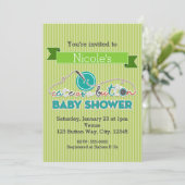 CUTE AS A BUTTON Green Baby Shower Invitations Kaart (Staand voorkant)