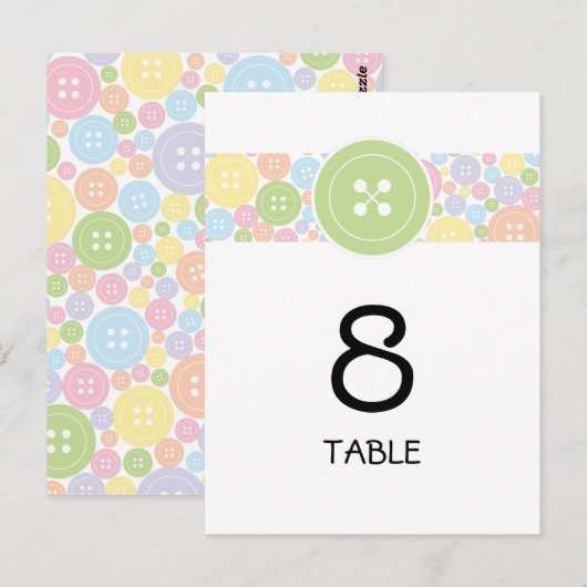 Cute as a Button  | Kaart met tabelnummer (Voorkant / Achterkant)