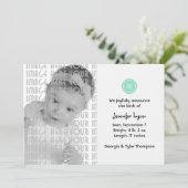 Cute as a Button (Turquoise) Aankondiging (Staand voorkant)