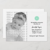 Cute as a Button (Turquoise) Aankondiging (Voorkant / Achterkant)