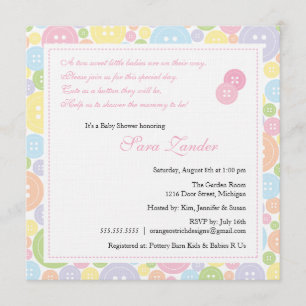 Cute as a Button Twin Girls Baby shower Invitation Kaart