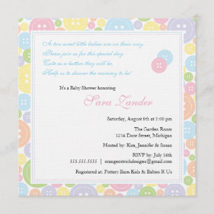 Cute as a Button Twins Baby shower Invitation Kaart