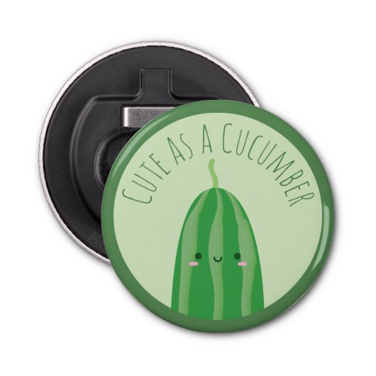 Cute as a Cucumber Funny Cutecumber Button Flesopener (Voorkant)