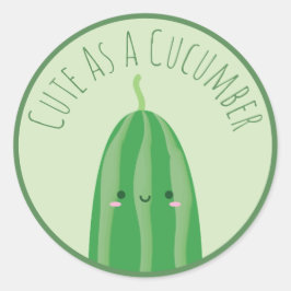 Cute as a Cucumber Funny Cutecumber Ronde Sticker