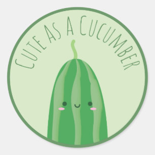 Cute as a Cucumber Funny Cutecumber Ronde Sticker