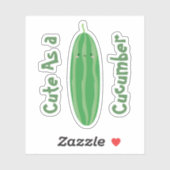 Cute as a Cucumber Funny Kawaii Cool Cutecumber Sticker (Vel)