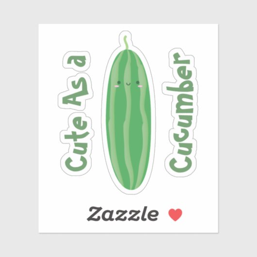 Cute as a Cucumber Funny Kawaii Cool Cutecumber Sticker (Vel)