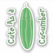 Cute as a Cucumber Funny Kawaii Cool Cutecumber Sticker (Voorkant)
