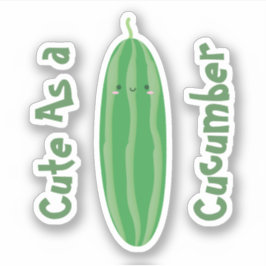 Cute as a Cucumber Funny Kawaii Cool Cutecumber Sticker