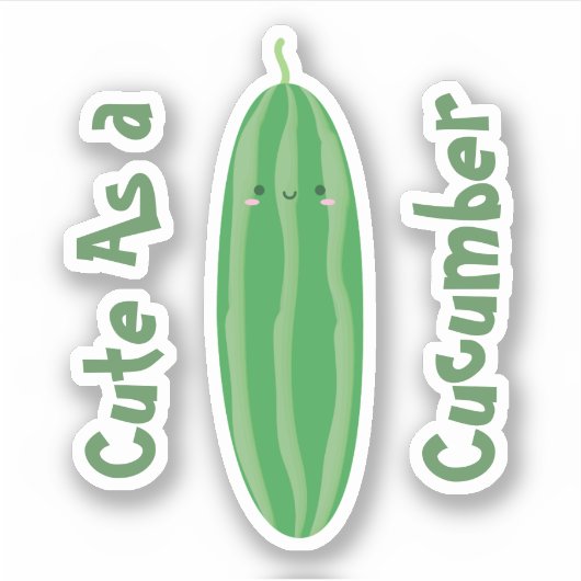 Cute as a Cucumber Funny Kawaii Cool Cutecumber Sticker (Voorkant)