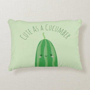 Cute as a Cucumber Funny Kawaii Cutecumber Accent Kussen