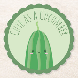 Cute as a Cucumber Funny Kawaii Cutecumber Kartonnen Onderzetters
