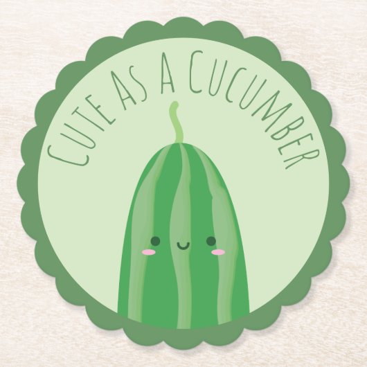 Cute as a Cucumber Funny Kawaii Cutecumber Kartonnen Onderzetters (Voorkant)