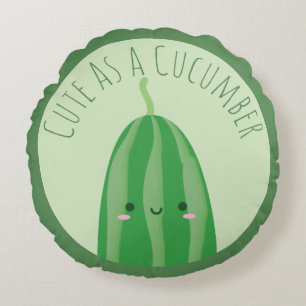 Cute as a Cucumber Funny Kawaii Cutecumber Rond Kussen