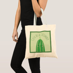 Cute as a Cucumber Funny Kawaii Cutecumber Tote Bag