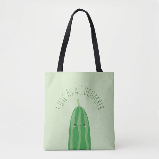 Cute as a Cucumber Funny Kawaii Cutecumber Tote Bag (Voorkant)