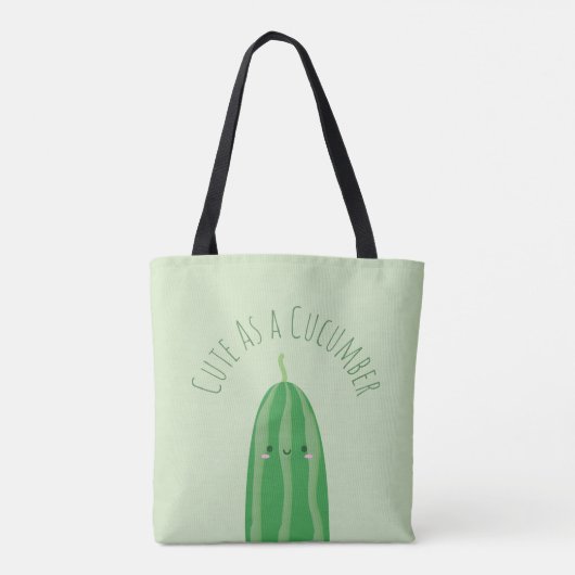 Cute as a Cucumber Funny Kawaii Cutecumber Tote Bag (Achterkant)