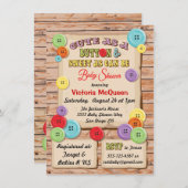 Cute as Button Baby shower Invitation Kaart (Voorkant / Achterkant)