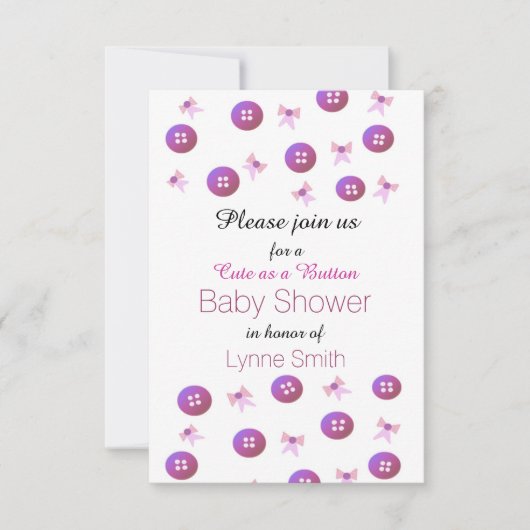 Cute as Button Baby shower Invitation Kaart (Voorkant)