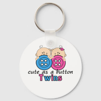 Cute as Button Twin Girl & Boy Sleutelhanger