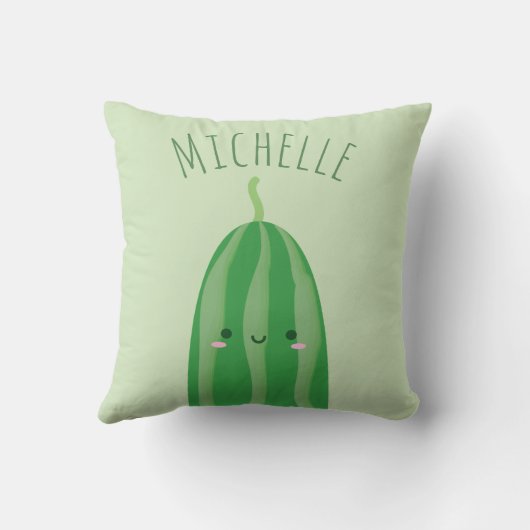 Cute as Cucumber Funny Kawaii Cutecumber Name Kussen (Achterkant)