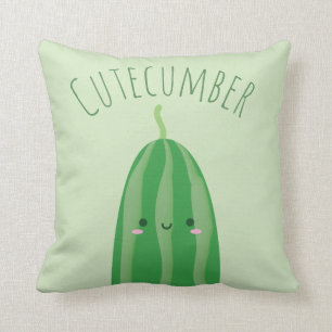 Cute as Cucumber Funny Kawaii Cutecumber Name Kussen