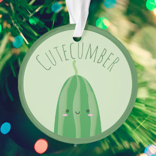 Cute as Cucumber Funny Kawaii Cutecumber Name Ornament