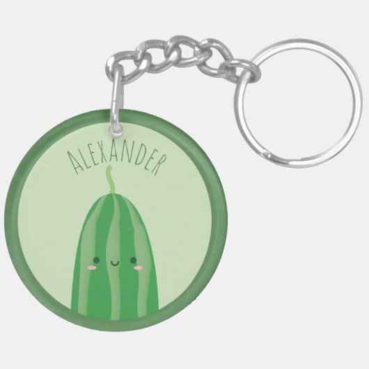 Cute as Cucumber Funny Kawaii Cutecumber Name Sleutelhanger (Achterkant Links)