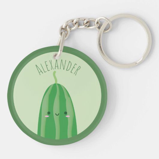 Cute as Cucumber Funny Kawaii Cutecumber Name Sleutelhanger (Achterkant)