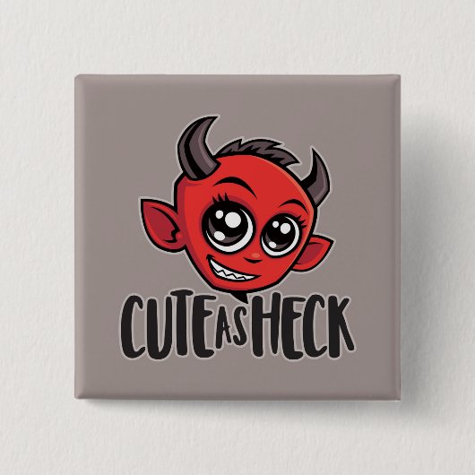Cute as Heck Devil Vierkante Button 5,1 Cm (Voorkant)