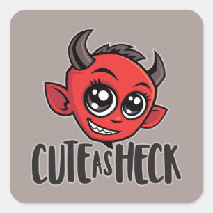 Cute as Heck Devil Vierkante Sticker