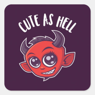 Cute as Hell Devil Vierkante Sticker