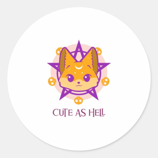 Cute as Hell Fox Ronde Sticker (Voorkant)