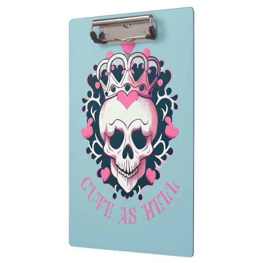 Cute as Hell Schädel mit Krone Klembord (Links)