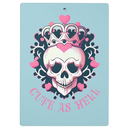 Cute as Hell Schädel mit Krone Klembord (Achterkant)
