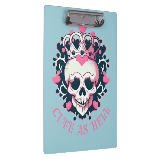 Cute as Hell Schädel mit Krone Klembord (Rechts)