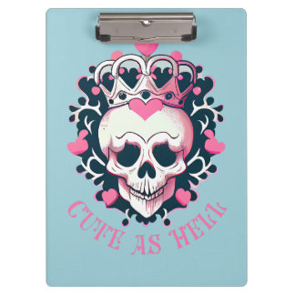 Cute as Hell Schädel mit Krone Klembord