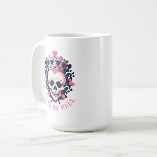 Cute as Hell Schädel mit Krone Koffiemok (Voorkant links)