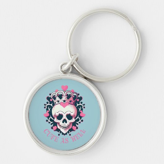 Cute as Hell Schädel mit Krone Sleutelhanger (Voorkant)