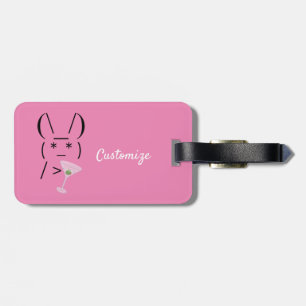 Cute Ascii bunny holding martini Thunder_Cove Bagagelabel