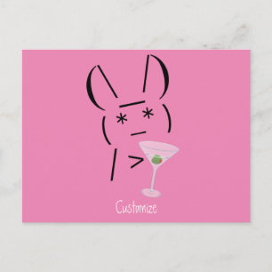 Cute Ascii bunny holding martini Thunder_Cove Briefkaart