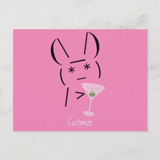 Cute Ascii bunny holding martini Thunder_Cove Briefkaart (Voorkant)