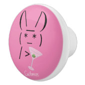 Cute Ascii bunny holding martini Thunder_Cove Keramische Knop (Rechts)
