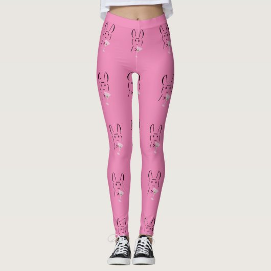 Cute Ascii bunny holding martini Thunder_Cove Leggings (Voorkant)
