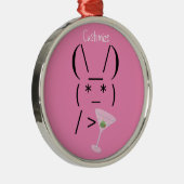 Cute Ascii bunny holding martini Thunder_Cove Metalen Ornament (Rechts)