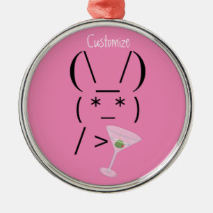 Cute Ascii bunny holding martini Thunder_Cove Metalen Ornament