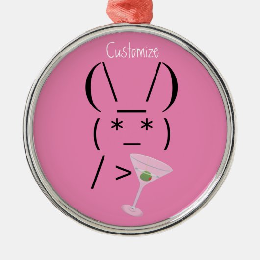 Cute Ascii bunny holding martini Thunder_Cove Metalen Ornament (Voorkant)